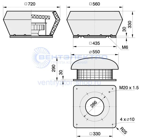 Габаритные и присоединительные размеры Розенберг DV 310 L-4-4 E 