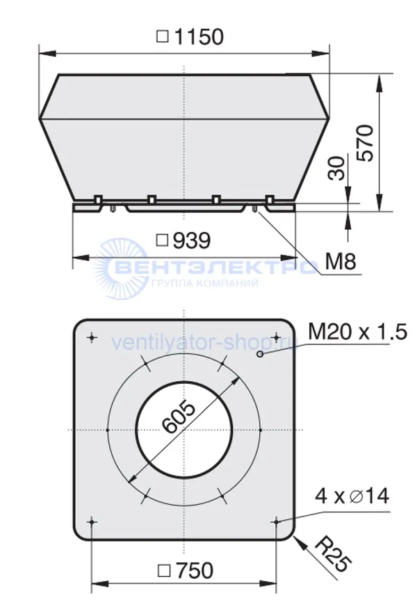 Габаритные и присоединительные размеры Розенберг DVW 630-G.6IF 