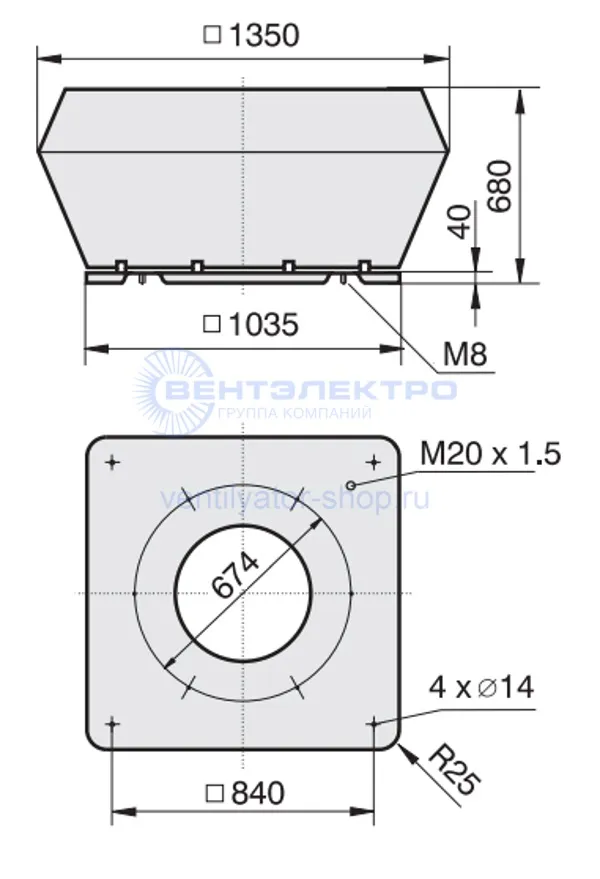 Габаритные и присоединительные размеры Розенберг DVW 710-8 D 