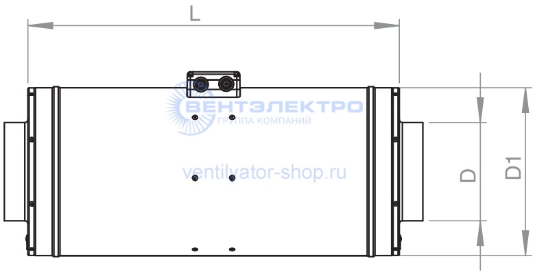 Габаритный чертёж канального вентилятора SH 160 EC Shuft Габаритный чертёж канального вентилятора SH 160 EC Shuft