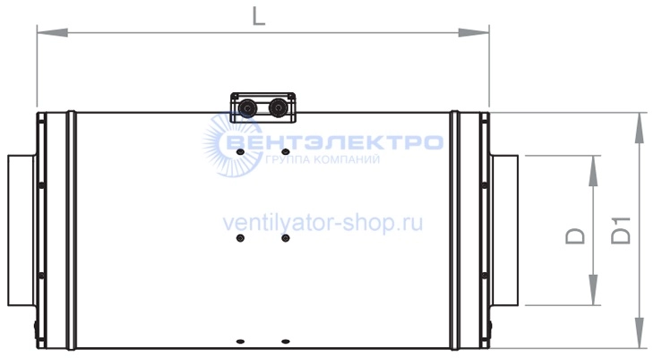 Габаритный чертёж канального вентилятора SH 200 EC Shuft