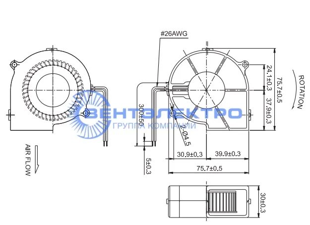 Габариты Sunon PMB2475PNB1-AY.2.GN
