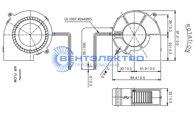 Габариты Sunon PMB2497PYB3-AY