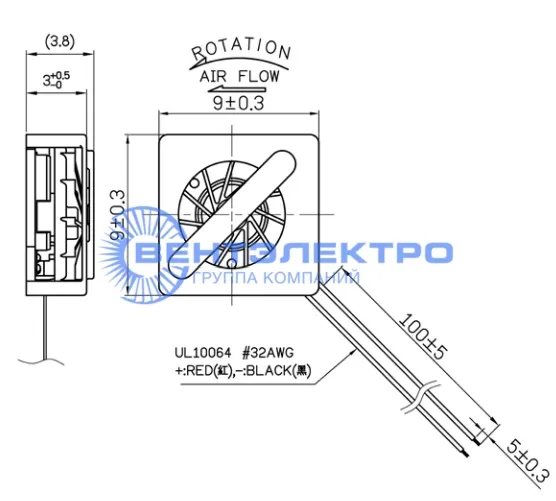 Габариты Sunon UB393-700B