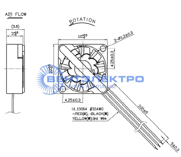 Габариты Sunon UF3C3-700TC Габариты Sunon UF3C3-700TC
