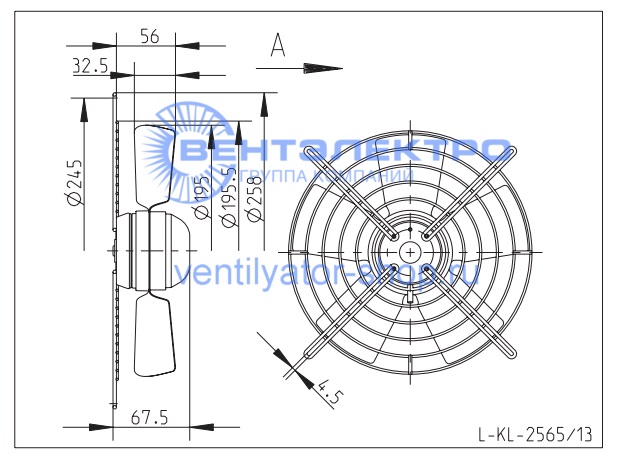 Габаритные размеры Ziehl-Abegg FB020-4ED.W6.A5 139668