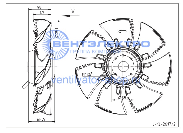 Габаритные размеры Ziehl-Abegg FN025-4EA.W8.V7 139733