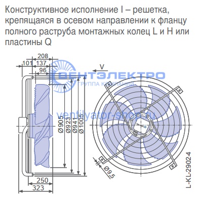 Габаритные размеры Ziehl-Abegg FN091-VDI.7Q.V5P1 161669